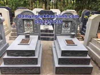 Mẫu mộ tam cấp làm từ đá xanh thiết kế hiện đại giá tốt