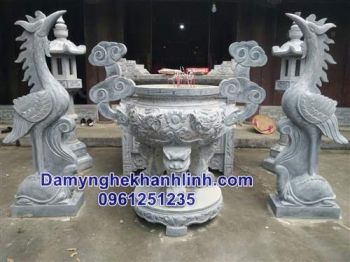 Mẫu lư hương đá đình chùa đẹp - Đá mỹ nghệ Khánh Linh