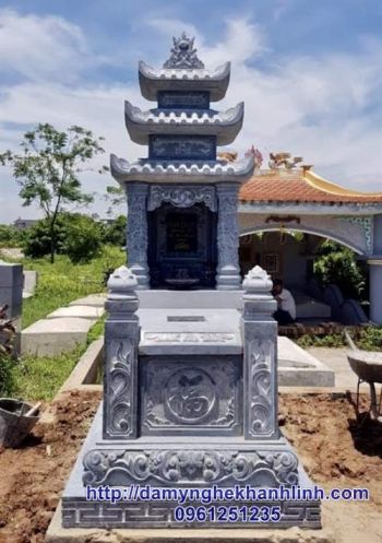 Mộ đá ba mái đao - mẫu mộ ba mái đá xanh tự nhiên tuyệt đẹp