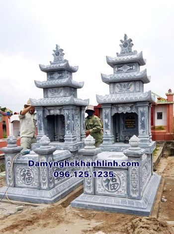 Mẫu mộ ba mái đá xanh đẹp thiết kế tinh xảo