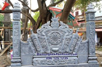 Mẫu bình phong đá đình chùa đẹp - cuốn thư đá đình chùa miếu thờ đẹp