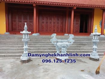 Bộ lư hương đá ngoài trời  - đèn đá ngoài trời đẹp