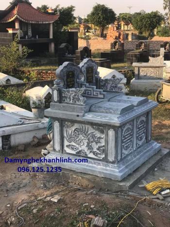 Mộ bành đá  đẹp hoa văn chữ thọ và chim phụng