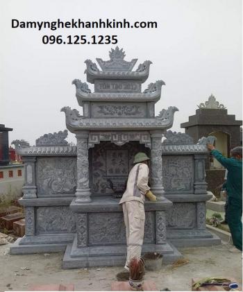 Lăng thờ đá đẹp chạm hoa văn tứ quý 
