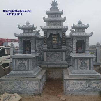 Mộ đá đẹp hai mái họa tiết hoa sen tinh tế 