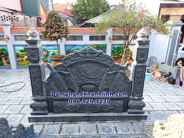Bình phong đá nhà thờ đẹp - án thư đá đẹp nhà thờ họ