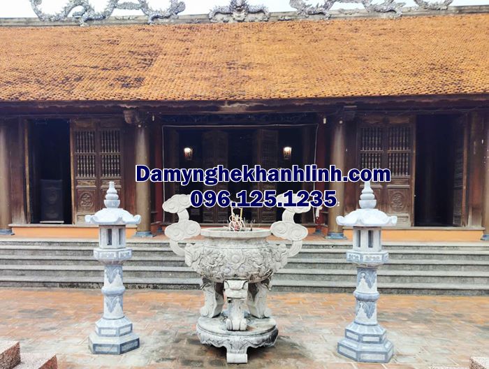 Bộ lư hương đá Hải Phòng đẹp lắp tại nhà thờ họ