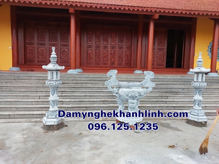 Bộ lư hương đá ngoài trời  - đèn đá ngoài trời đẹp
