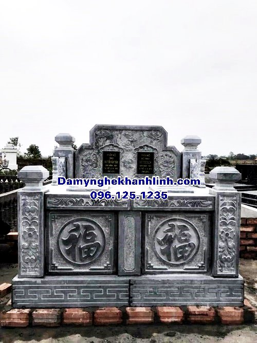 Kích thước mẫu mộ đá đôi chuẩn phong thủy không mái che