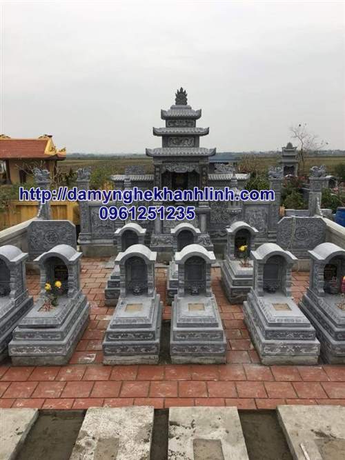 Kiểu mộ đá tam cấp đẹp cho mộ cải táng, hỏa táng