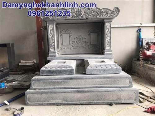 Kiểu mộ tam cấp đá cho mộ đôi