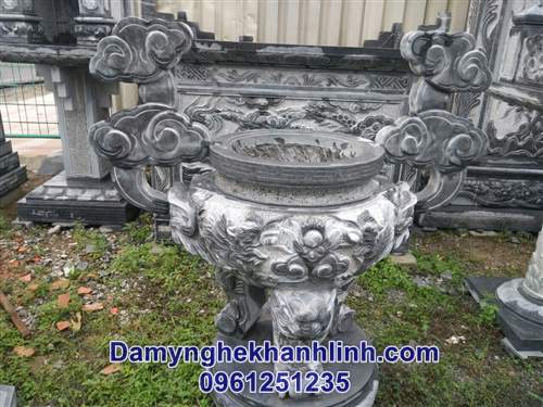Mẫu lư hương đá xanh tròn