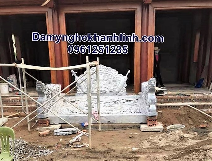 Mẫu bình phong đá cuốn thư đá nhà thờ họ