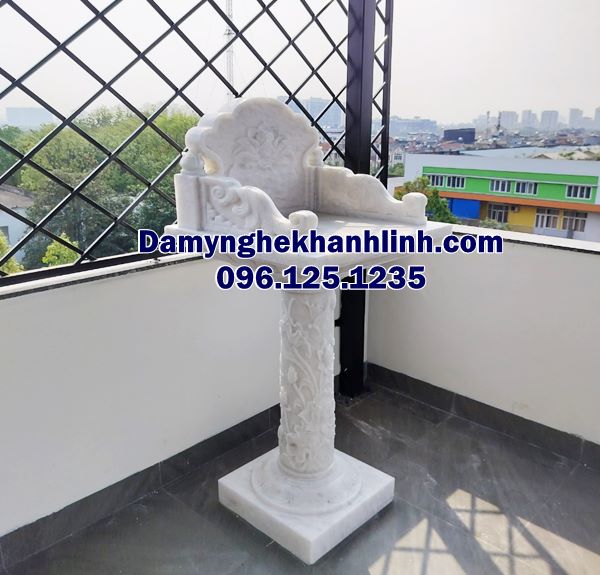 Mẫu cây hương đá miền tây đẹp thờ ngoài trời tam cấp đá trắng