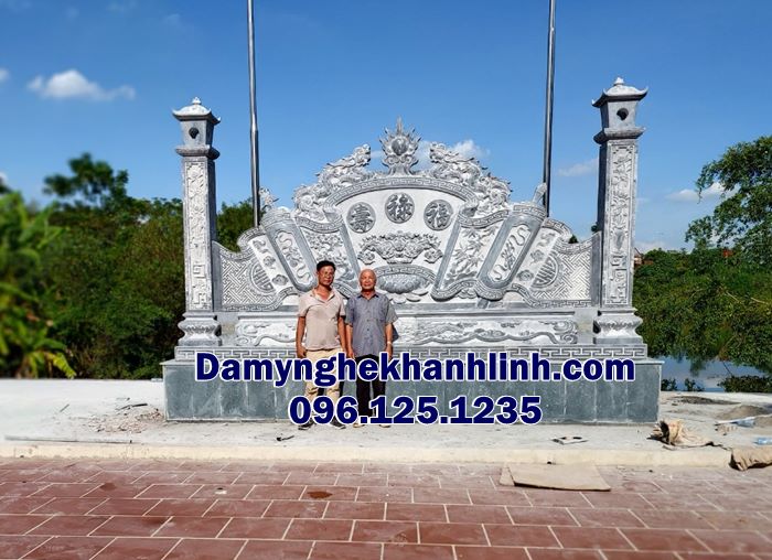Mẫu cuốn thư đá đẹp chạm chữ Phúc Lộc thọ đặt tại đình làng và đền thờ