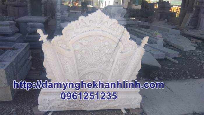Mẫu cuốn thư đá đẹp khắc hoa sen thích hợp đặt tại đình chùa