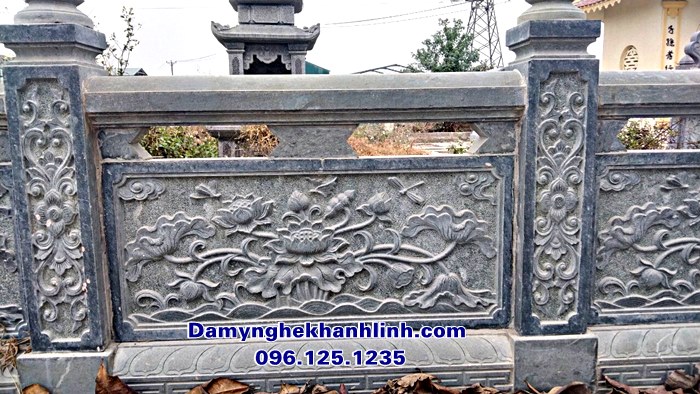  Mẫu hàng rào đá lăng mộ chạm hoa sen cao cấp khu lăng mộ