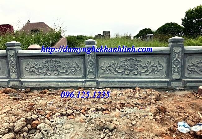 Mẫu hàng rào đá lăng mộ chạm hoa sen tinh tế