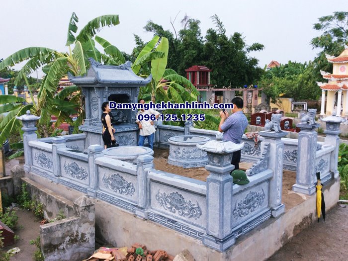 Mẫu khu lăng mộ đá gia đình đẹp thiết kế chuẩn phong thủy lắp đặt tại Hải Dương