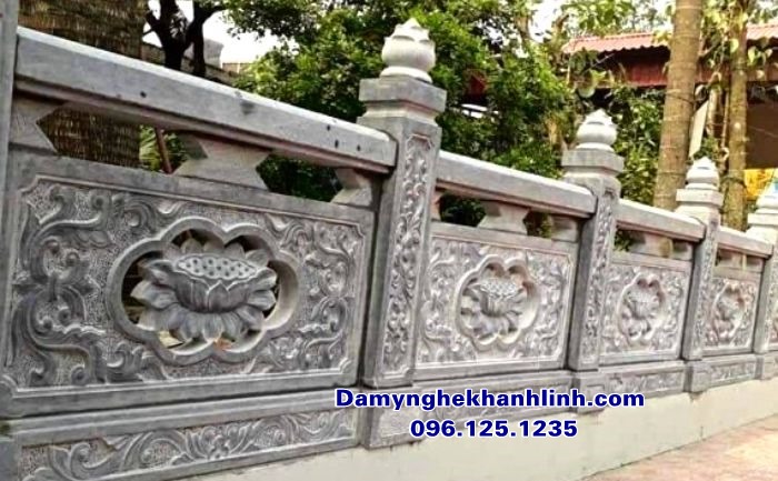 Mẫu lan can đá nhà thờ chạm sen cao cấp lắp tại Hải Phòng