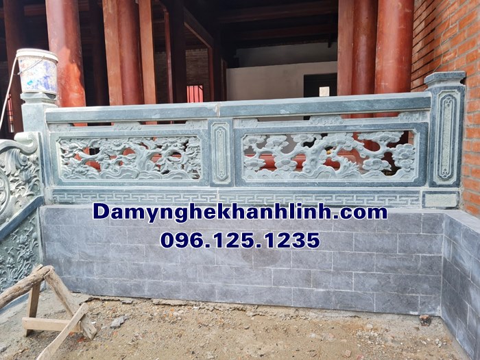 Mẫu lan can đá tứ quý chạm thông phong cho nhà thờ họ