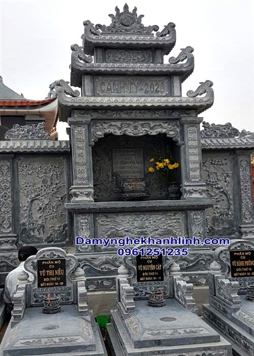 Mẫu lăng thờ đá đẹp lắp đặt khu lăng mộ đá gia tộc