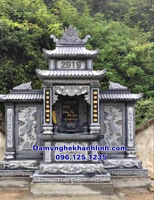 Mẫu lăng thờ đá xanh khu lăng mộ hoa văn tinh xảo