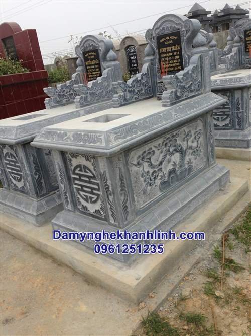 Mẫu mộ đá bành chạm tứ quý 