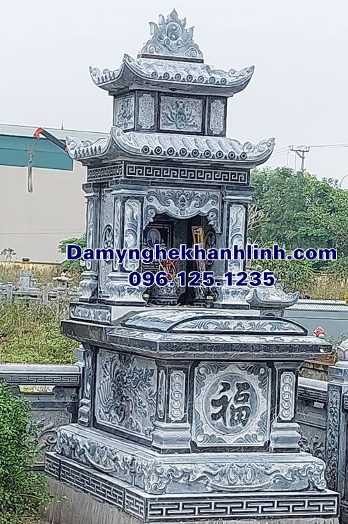 Mẫu mộ đá đẹp hai mái trang trọng