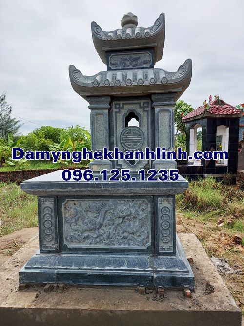 Mẫu mộ đá hai mái khác tứ linh 