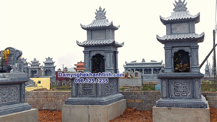Mẫu mộ đá hai mái kích thước chuẩn phong thủy