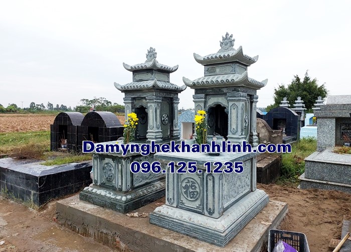 Mẫu mộ đá hai mái nguyên khối đẹp 2024