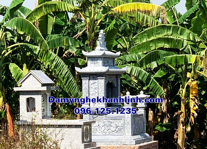 Mẫu mộ đôi đẹp hai mái bằng đá xanh tự nhiên