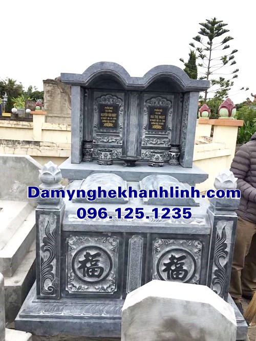 Mẫu mộ đôi đẹp mái vòm bằng đá xanh