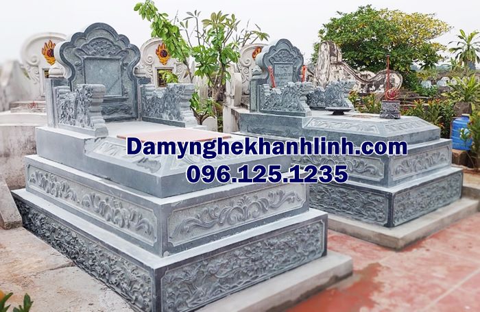 Mẫu mộ tam cấp đẹp không mái chạm Sen