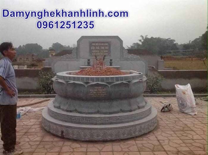 Mẫu mộ tròn bằng đá chạm sen cách điệu đẹp nhất hiện nay