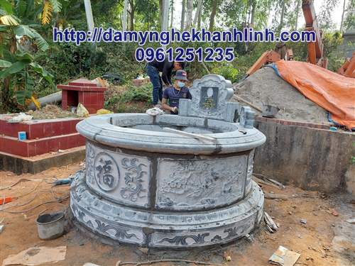 Mẫu mộ tròn bằng đá xanh đẹp - Đá mỹ nghệ Khánh Linh 