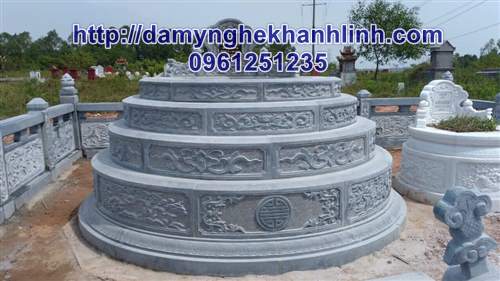 Mẫu mộ tròn đá xanh 5 lớp.