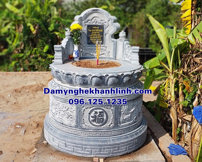 Mẫu mộ tròn đẹp bằng đá bán tại Hà Nội MDT336