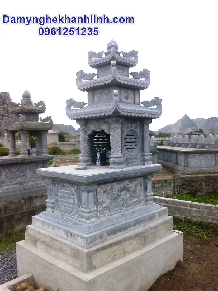 Mộ đá ba mái thiết kế đơn giản giá tốt 
