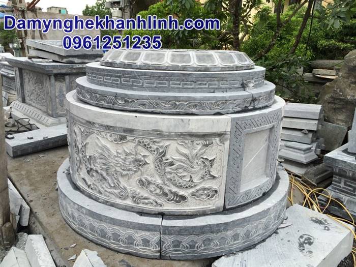 Mộ đá tròn đẹp hoa văn trạm rồng