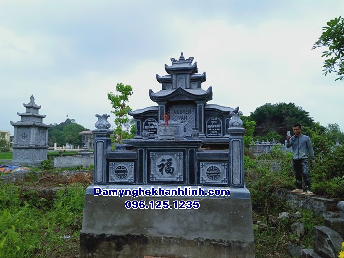 Chọn kích thước mẫu mộ đá đôi chuẩn phong thủy xây mộ cho ông bà bố mẹ