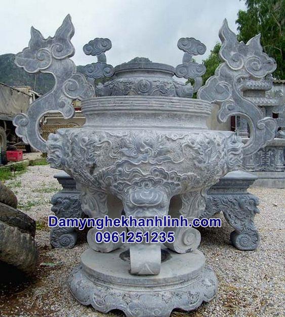 Lư hương đá đẹp làm từ đá xanh tự nhiên