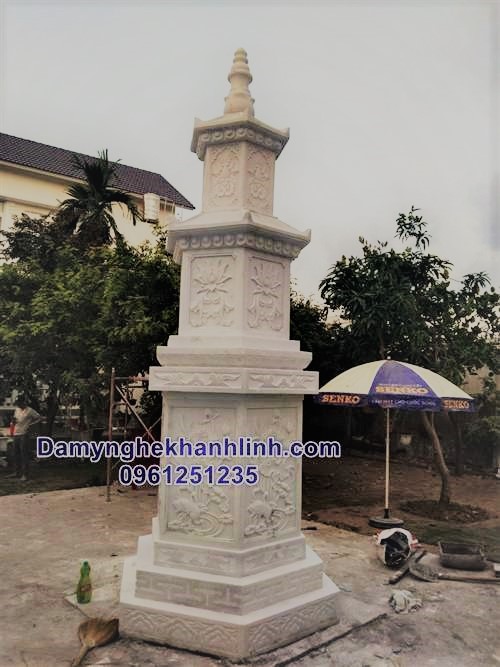  Mặt sau mộ tháp đá - Mộ đá phật giáo KL02