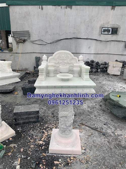 Mẫu bàn thờ thiên bằng đá trắng đẹp 