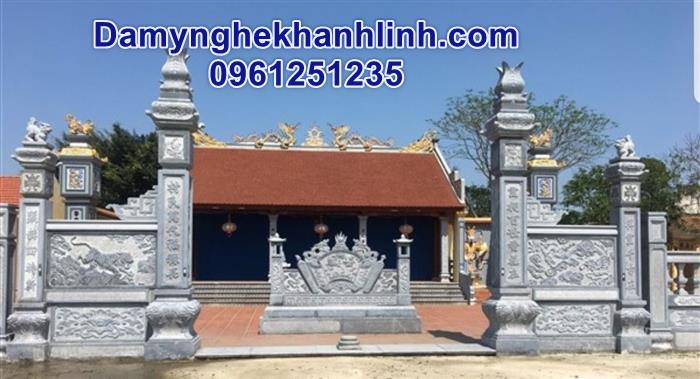 Mẫu  cổng đá nhà thờ họ làm từ đá xanh nguyên khối