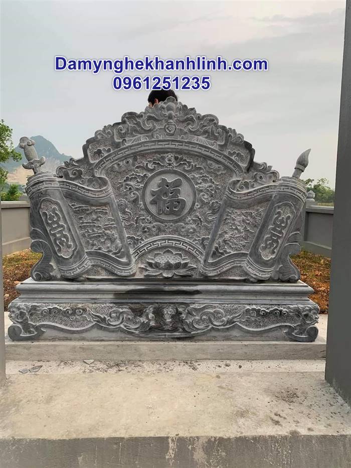Mẫu cuốn thư đá khu lăng mộ gia tộc