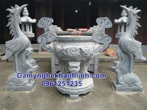 Mẫu lư hương đá đình chùa đẹp - Đá mỹ nghệ Khánh Linh 