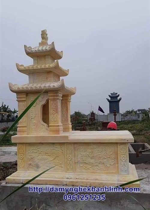 Mẫu mộ ba mái bằng đá vàng đẹp bán trên toàn quốc