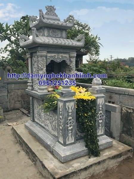 Mẫu mộ đá hai mái đẹp thiết kế chuẩn phong thủy